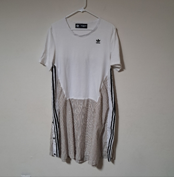 adidas Dry Clean Only Bangkok t-shirt Midi Dress Pinstripe Twill FITS XL. - Picture 2 of 8